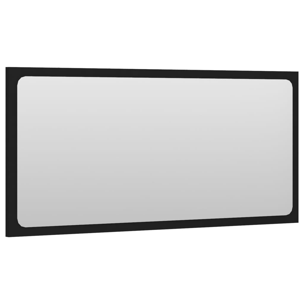Specchio da Bagno Nero 80x1,5x37 cm in Legno Multistrato