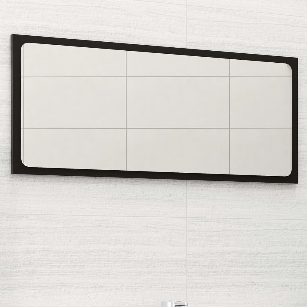 Specchio da Bagno Nero 80x1,5x37 cm in Legno Multistrato
