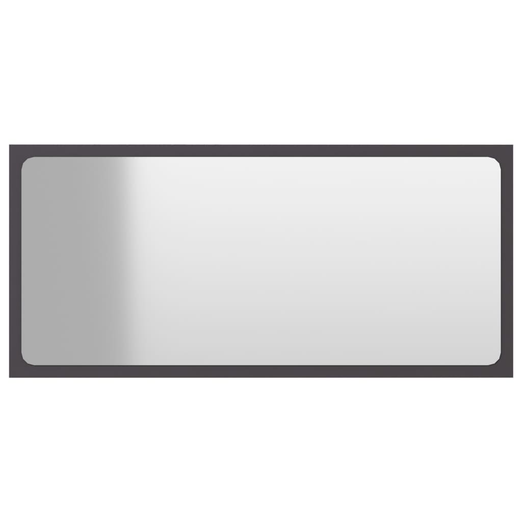 Specchio da Bagno Grigio 80x1,5x37 cm in Legno Multistrato