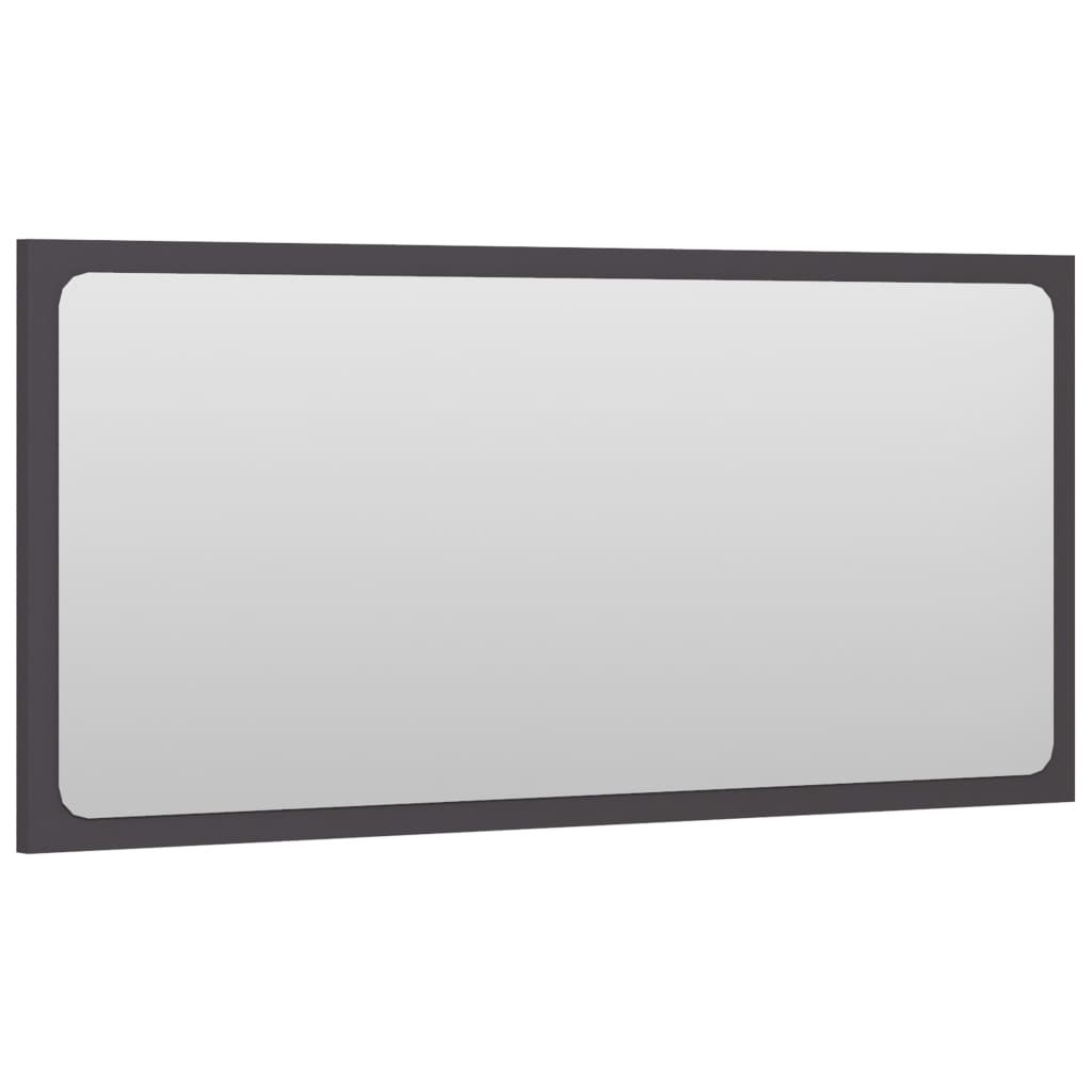 Specchio da Bagno Grigio 80x1,5x37 cm in Legno Multistrato