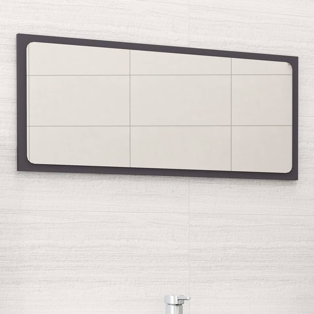 Specchio da Bagno Grigio 80x1,5x37 cm in Legno Multistrato