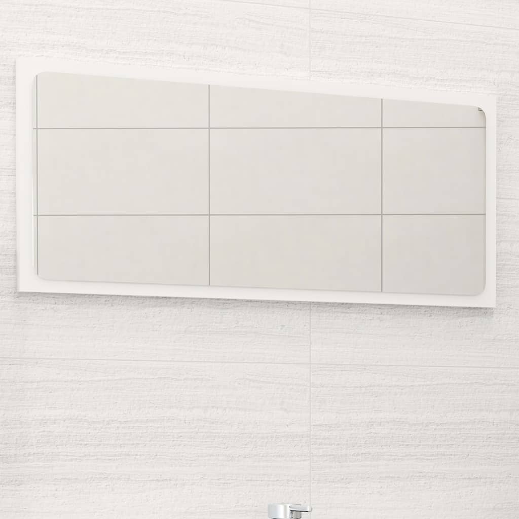 Specchio da Bagno Bianco Lucido 80x1,5x37 cm Legno Multistrato