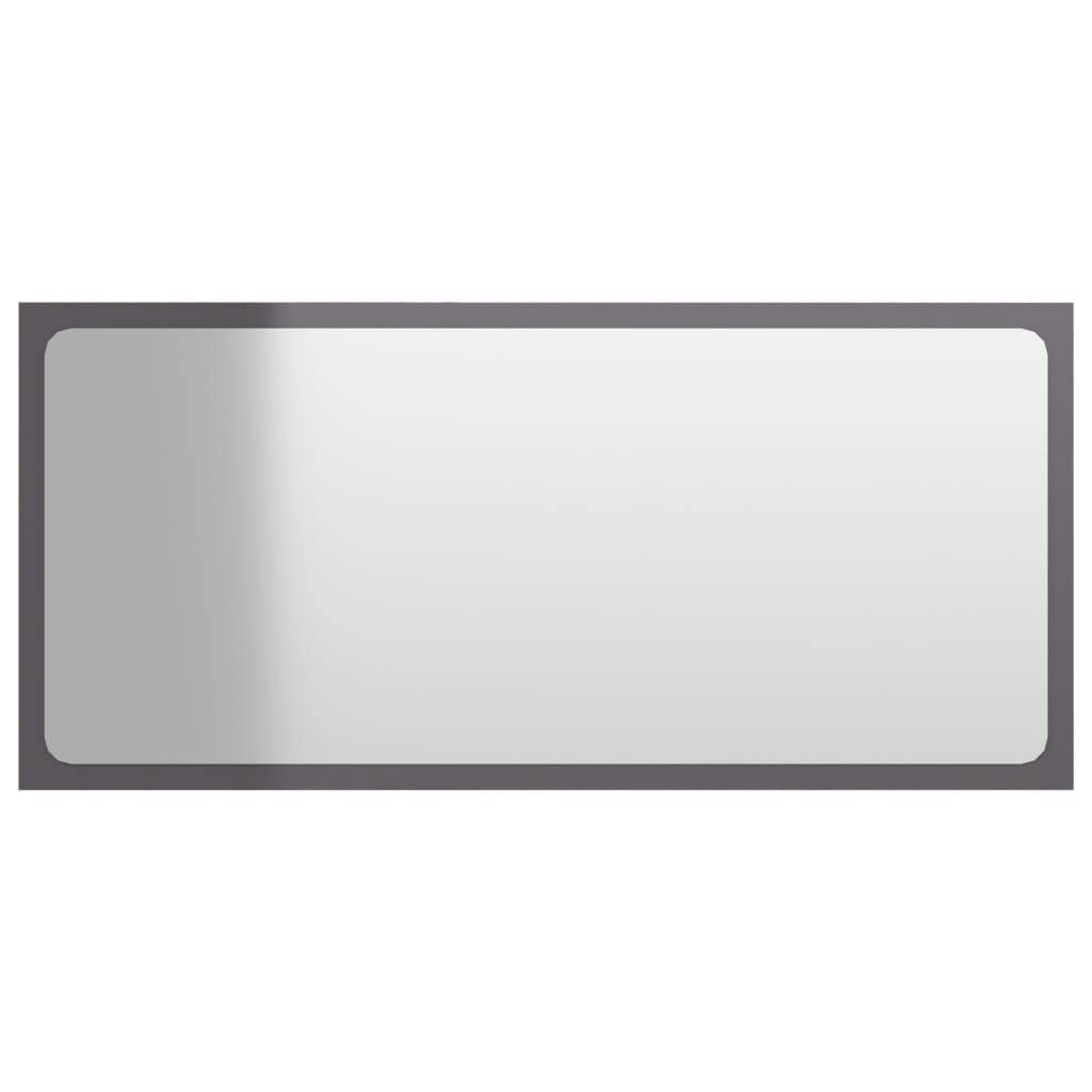 Specchio da Bagno Grigio Lucido 80x1,5x37 cm Legno Multistrato