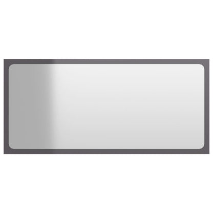 Specchio da Bagno Grigio Lucido 80x1,5x37 cm Legno Multistrato