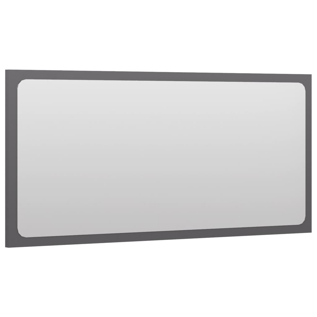 Specchio da Bagno Grigio Lucido 80x1,5x37 cm Legno Multistrato