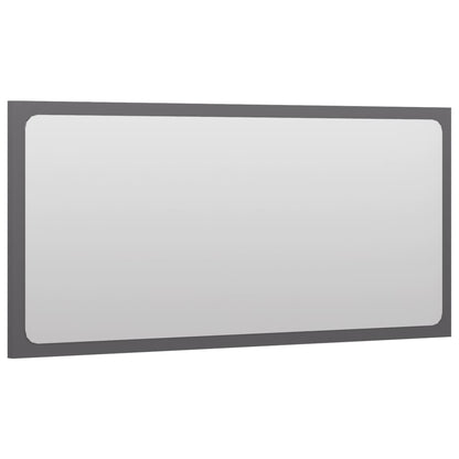 Specchio da Bagno Grigio Lucido 80x1,5x37 cm Legno Multistrato