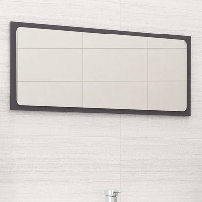 Specchio da Bagno Grigio Lucido 80x1,5x37 cm Legno Multistrato