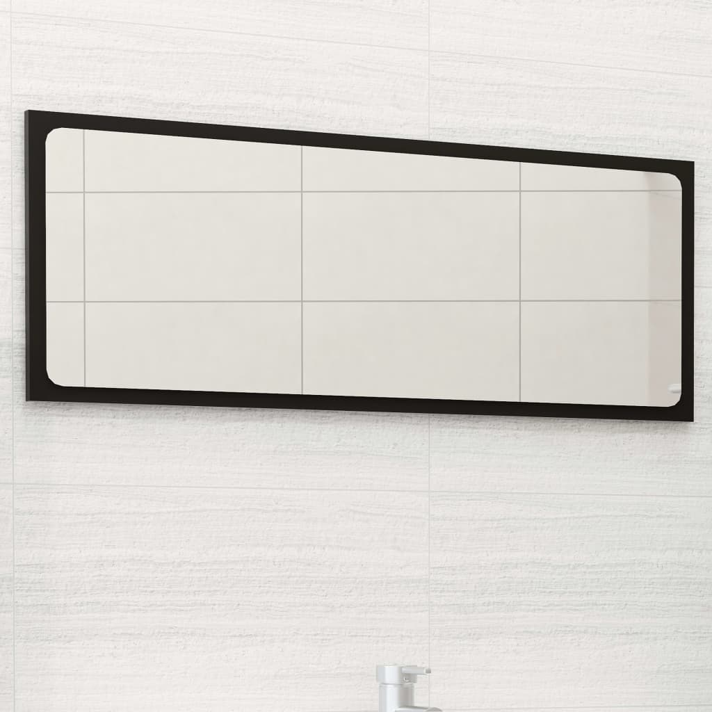Specchio da Bagno Nero 90x1,5x37 cm in Legno Multistrato