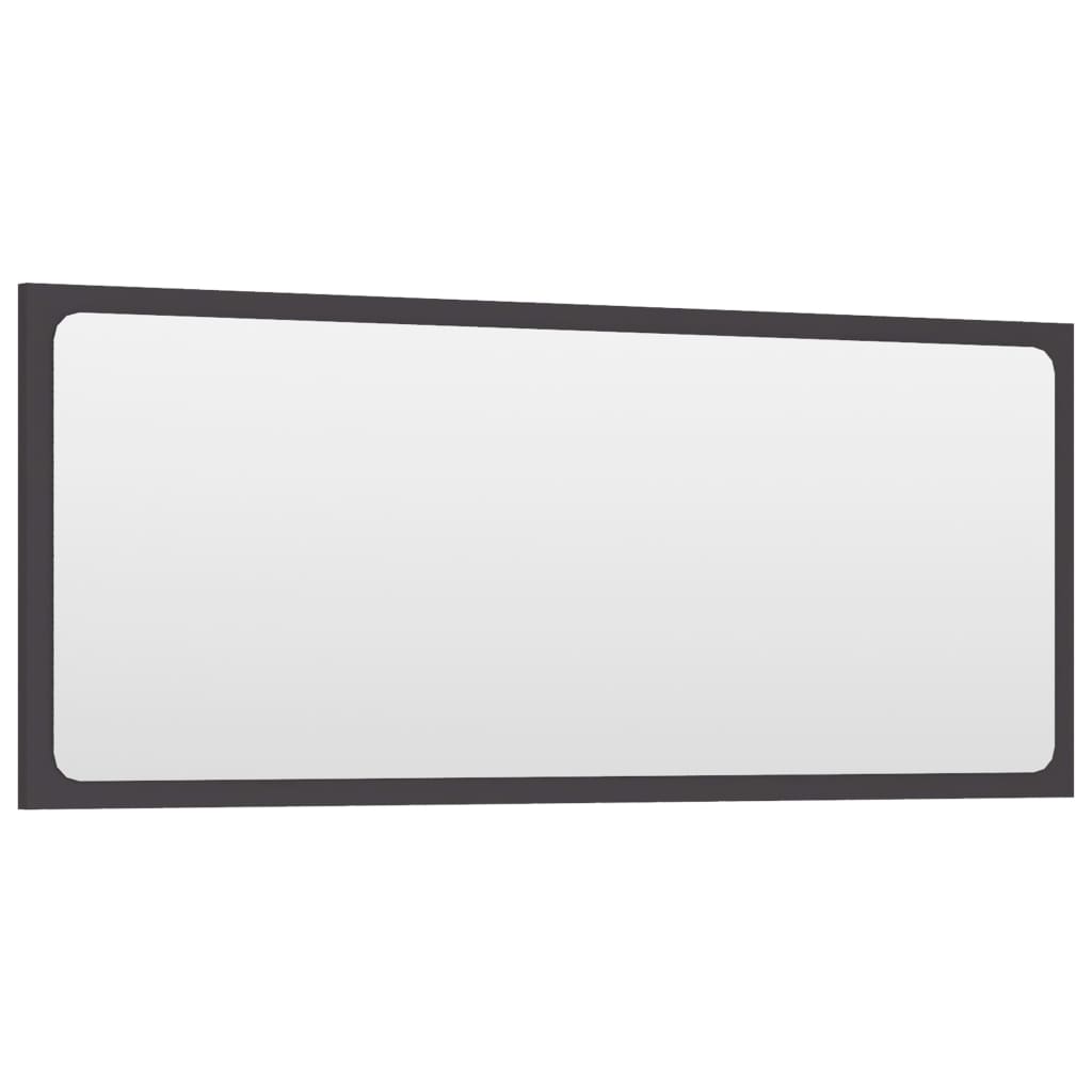 Specchio da Bagno Grigio 90x1,5x37 cm in Legno Multistrato
