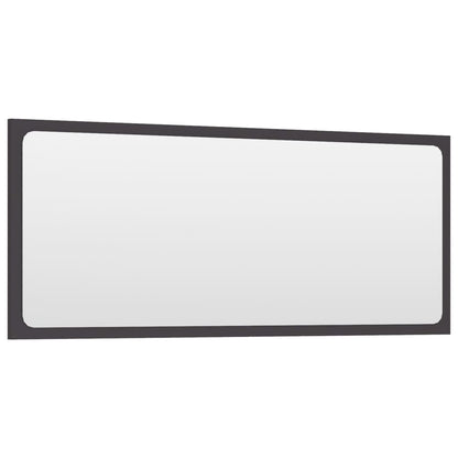 Specchio da Bagno Grigio 90x1,5x37 cm in Legno Multistrato