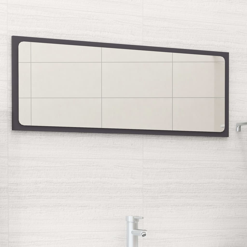 Specchio da Bagno Grigio 90x1,5x37 cm in Legno Multistrato