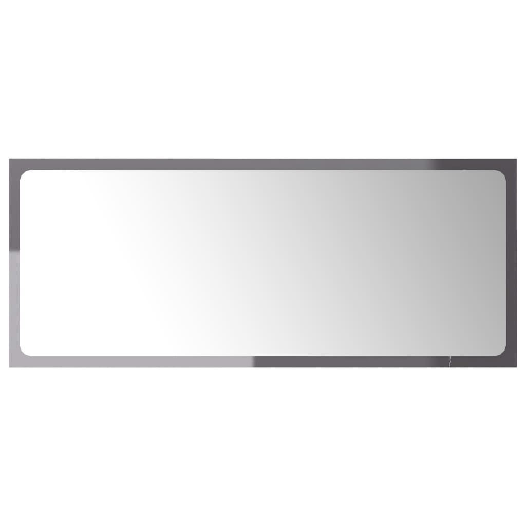 Specchio da Bagno Grigio Lucido 90x1,5x37 cm Legno Multistrato