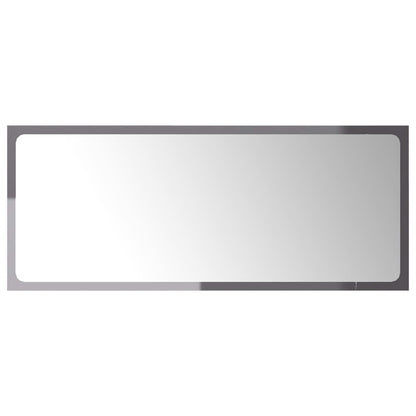 Specchio da Bagno Grigio Lucido 90x1,5x37 cm Legno Multistrato