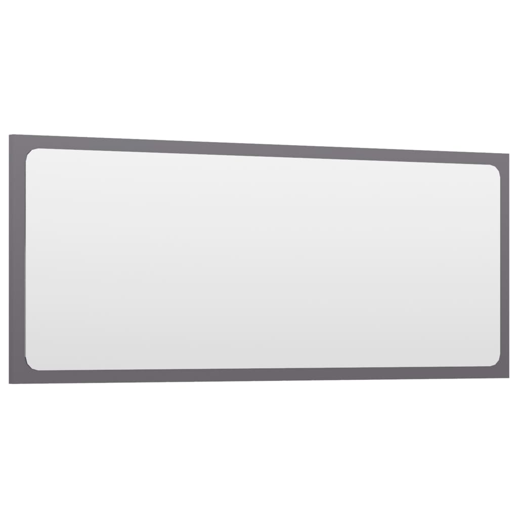 Specchio da Bagno Grigio Lucido 90x1,5x37 cm Legno Multistrato