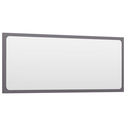 Specchio da Bagno Grigio Lucido 90x1,5x37 cm Legno Multistrato