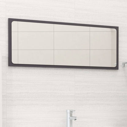 Specchio da Bagno Grigio Lucido 90x1,5x37 cm Legno Multistrato