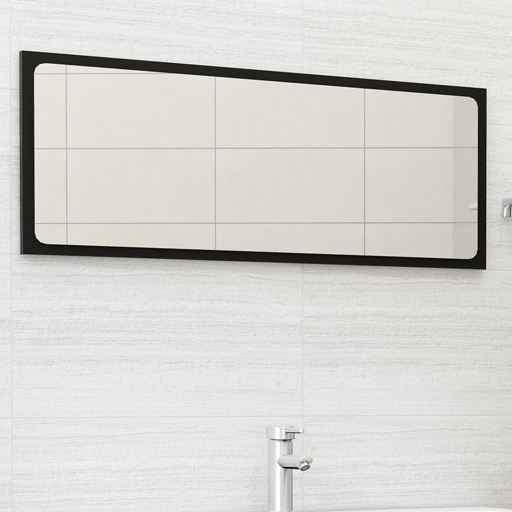 Specchio da Bagno Nero 100x1,5x37 cm in Legno Multistrato