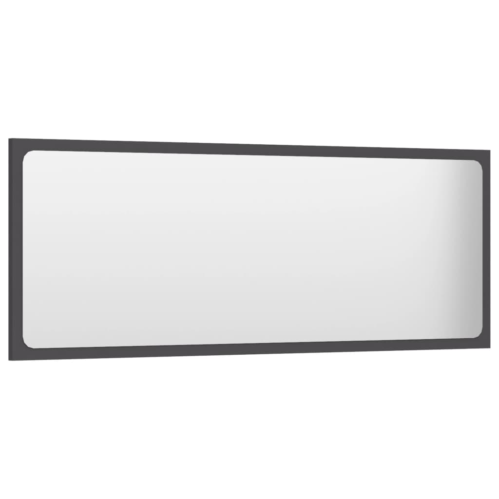 Specchio da Bagno Grigio 100x1,5x37 cm in Legno Multistrato