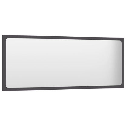 Specchio da Bagno Grigio 100x1,5x37 cm in Legno Multistrato