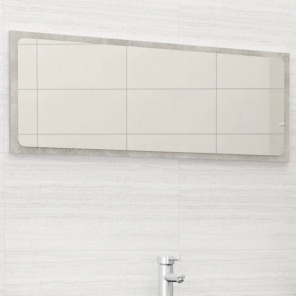 Specchio da Bagno Grigio Cemento 100x1,5x37cm Legno Multistrato