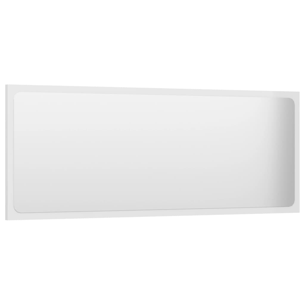 Specchio da Bagno Bianco Lucido 100x1,5x37 cm Legno Multistrato