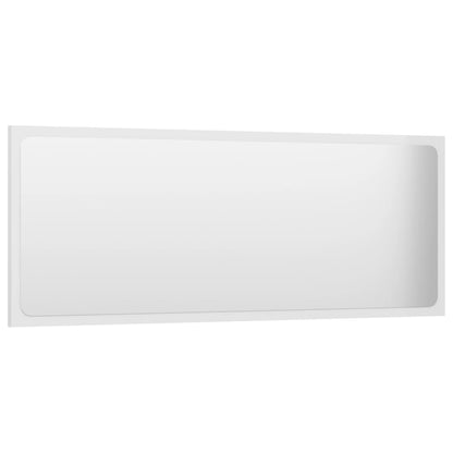 Specchio da Bagno Bianco Lucido 100x1,5x37 cm Legno Multistrato