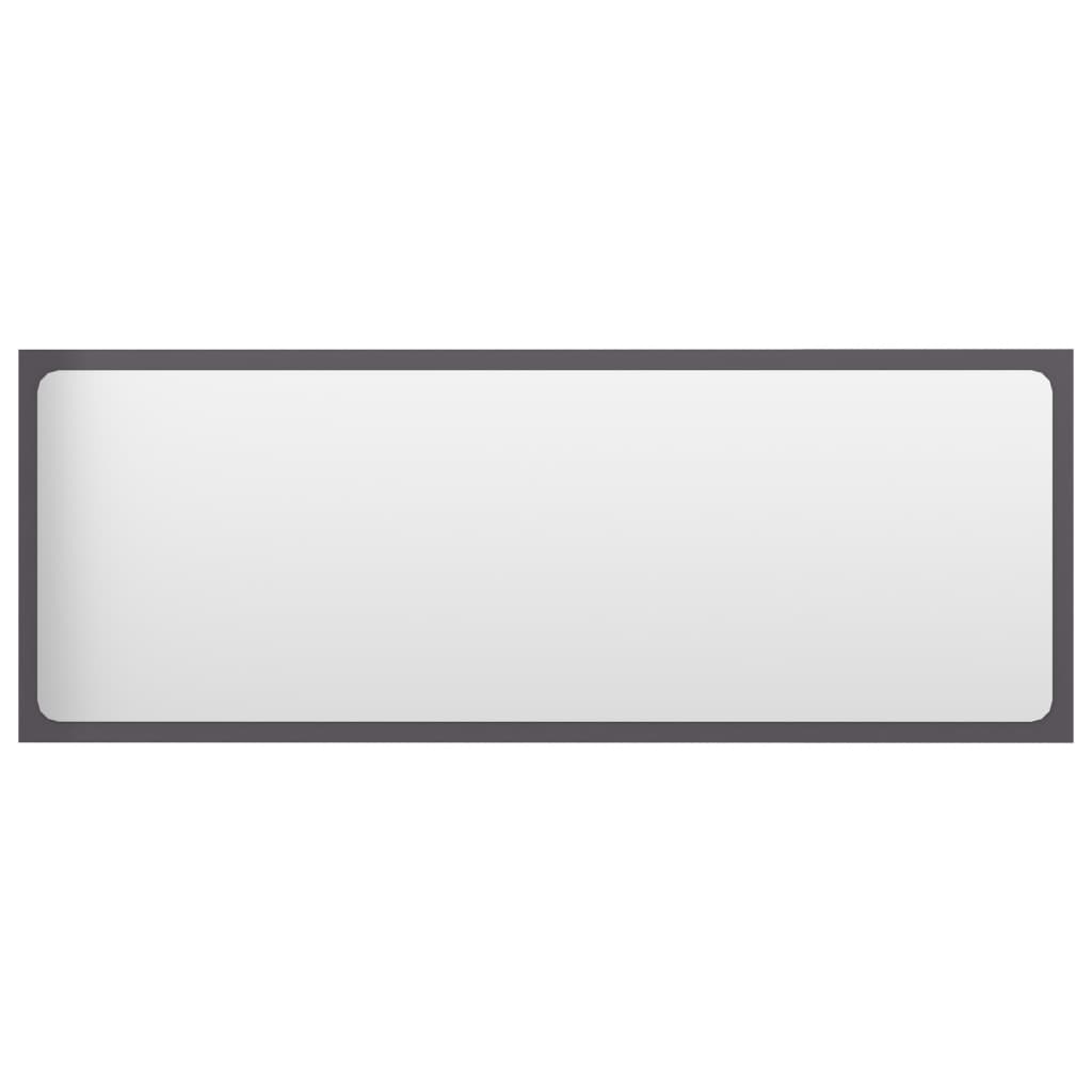Specchio da Bagno Grigio Lucido 100x1,5x37 cm Legno Multistrato