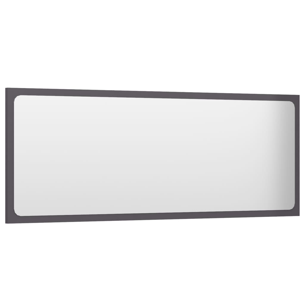 Specchio da Bagno Grigio Lucido 100x1,5x37 cm Legno Multistrato