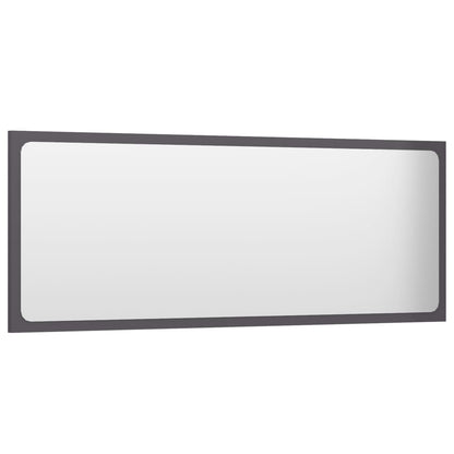 Specchio da Bagno Grigio Lucido 100x1,5x37 cm Legno Multistrato