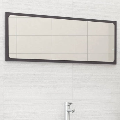 Specchio da Bagno Grigio Lucido 100x1,5x37 cm Legno Multistrato