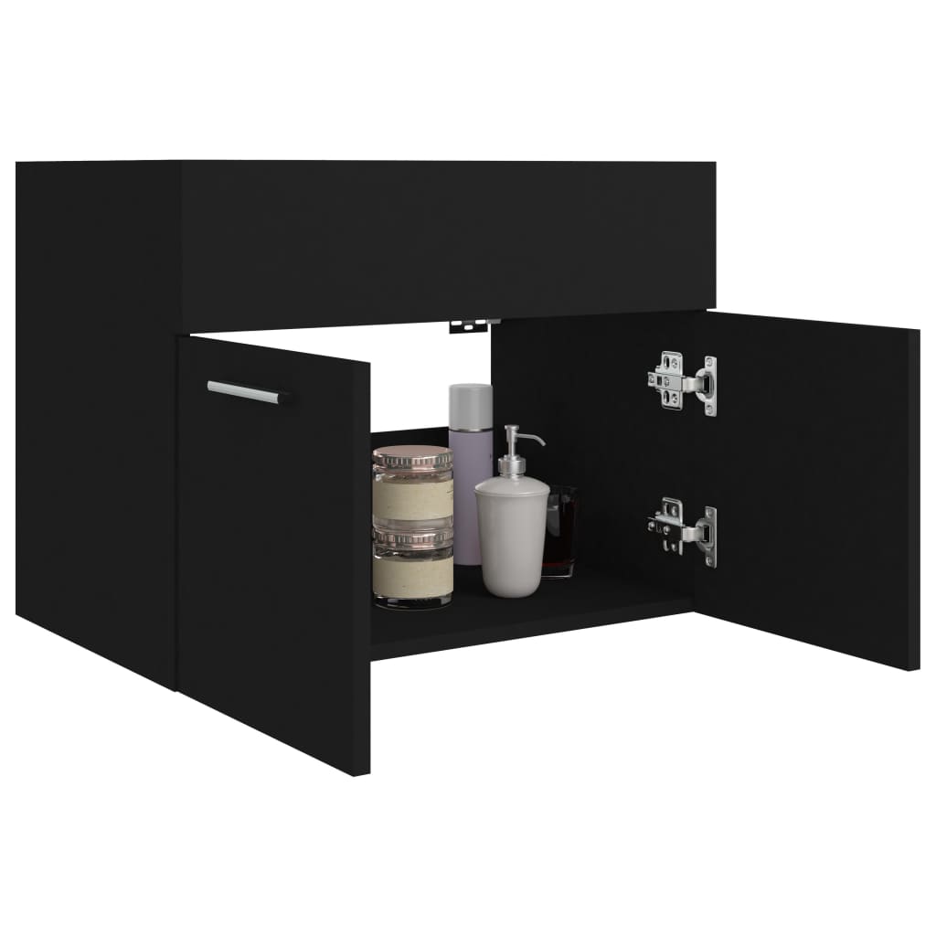 Mobile Sottolavabo Nero 60x38,5x46 cm in Legno Multistrato