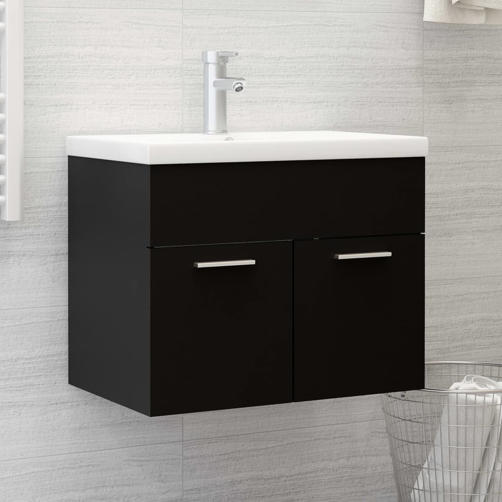 Mobile Sottolavabo Nero 60x38,5x46 cm in Legno Multistrato