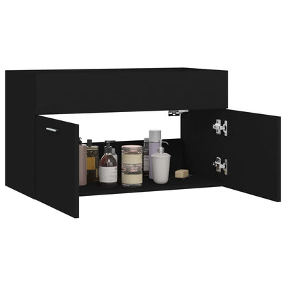Mobile Sottolavabo Nero 80x38,5x46 cm in Legno Multistrato