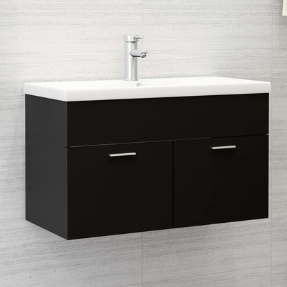 Mobile Sottolavabo Nero 80x38,5x46 cm in Legno Multistrato