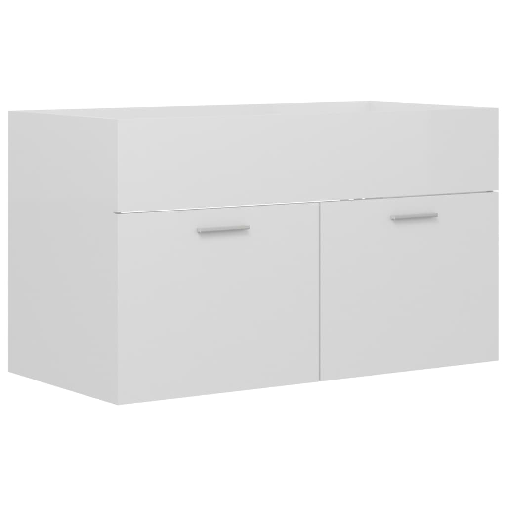 Mobile Sottolavabo Bianco Lucido 80x38,5x46cm Legno Multistrato