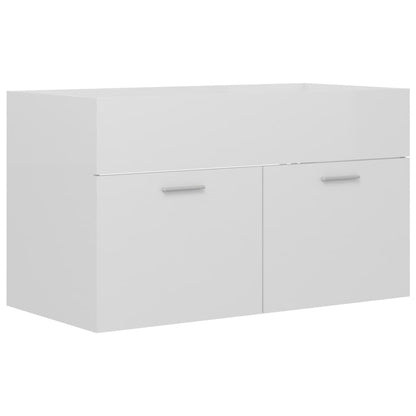 Mobile Sottolavabo Bianco Lucido 80x38,5x46cm Legno Multistrato