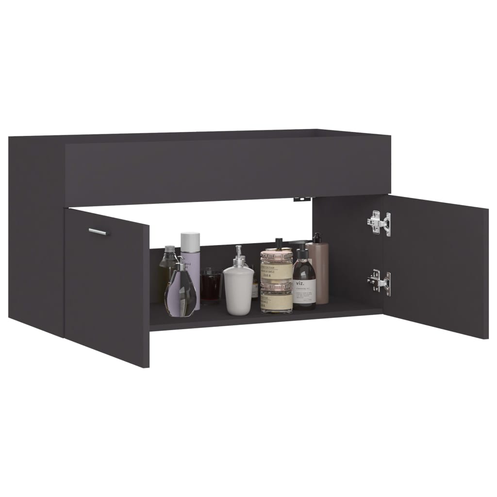 Mobile Sottolavabo Grigio 90x38,5x46 cm in Legno Multistrato