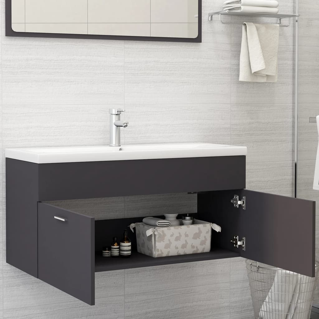 Mobile Sottolavabo Grigio 100x38,5x46 cm in Legno Multistrato