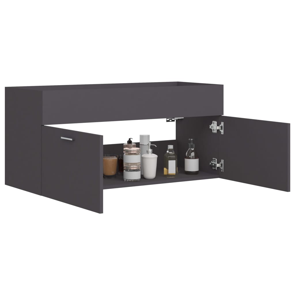 Mobile Sottolavabo Grigio 100x38,5x46 cm in Legno Multistrato