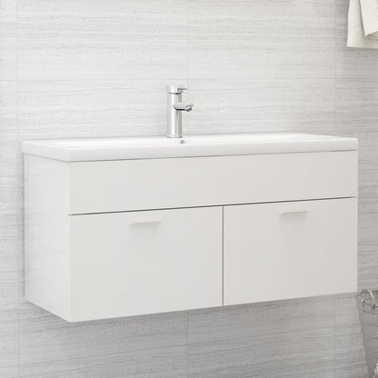 Mobile Lavabo Bianco Lucido 100x38,5x46 cm in Legno Multistrato