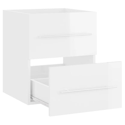 Mobile Lavabo Bianco Lucido 41x38,5x48 cm in Legno Multistrato