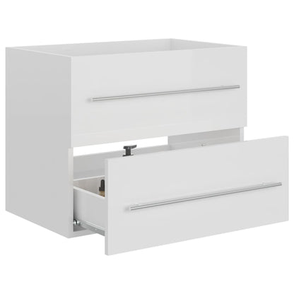 Mobile Lavabo Bianco Lucido 60x38,5x48 cm in Legno Multistrato