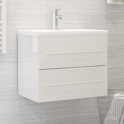 Mobile Lavabo Bianco Lucido 60x38,5x48 cm in Legno Multistrato