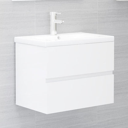 Mobile Lavabo Bianco Lucido 60x38,5x45 cm in Legno Multistrato