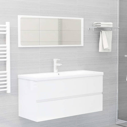 Mobile Lavabo Bianco Lucido 100x38,5x45 cm in Legno Multistrato