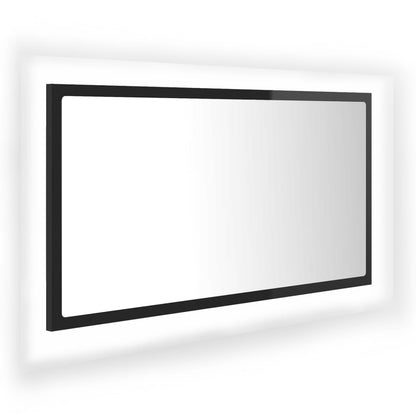 Specchio da Bagno LED Nero Lucido 80x8,5x37 cm in Acrilico