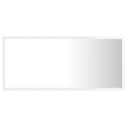 Specchio da Bagno LED Bianco Lucido 90x8,5x37 cm in Acrilico