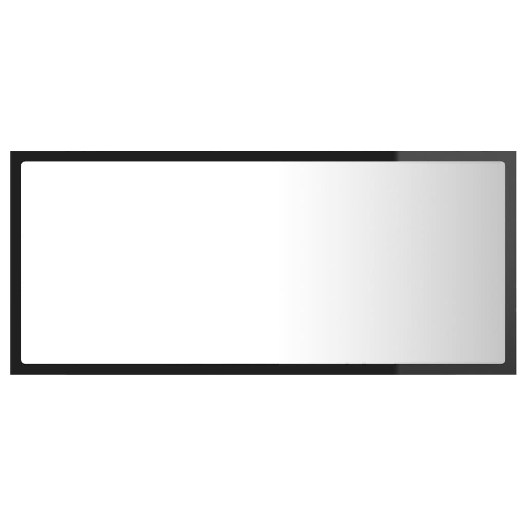 Specchio da Bagno LED Nero Lucido 90x8,5x37 cm in Acrilico