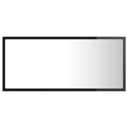 Specchio da Bagno LED Nero Lucido 90x8,5x37 cm in Acrilico