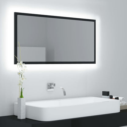 Specchio da Bagno LED Nero Lucido 90x8,5x37 cm in Acrilico